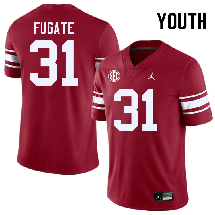 Youth #31 Cale Fugate Oklahoma Sooners 2024 SEC Conference College Football Jerseys-Throwback